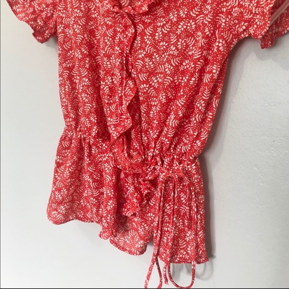 Sienna Sky Ruffle Red/White Sude tie Blouse sizeXS - Picture 4 of 8